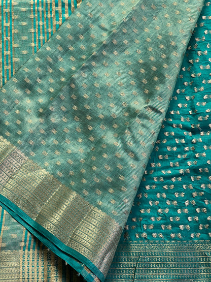 Gel blue festive semi silk cotton saree