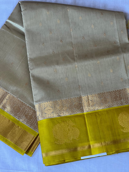 Beige Lime Glow Silk Cotton Saree