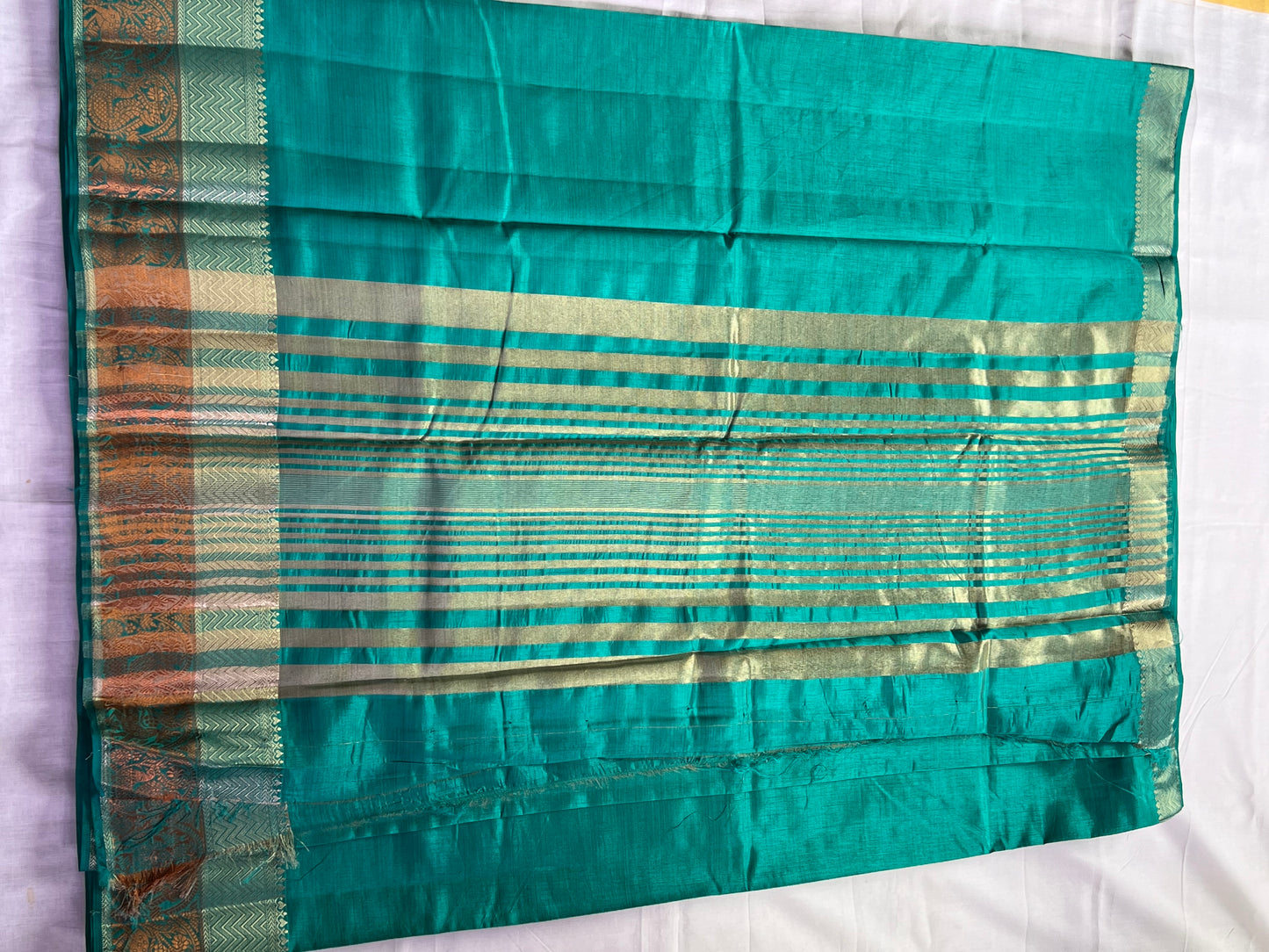 Aqua blue semi silk cotton saree