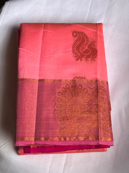 Pink semi silk cotton saree