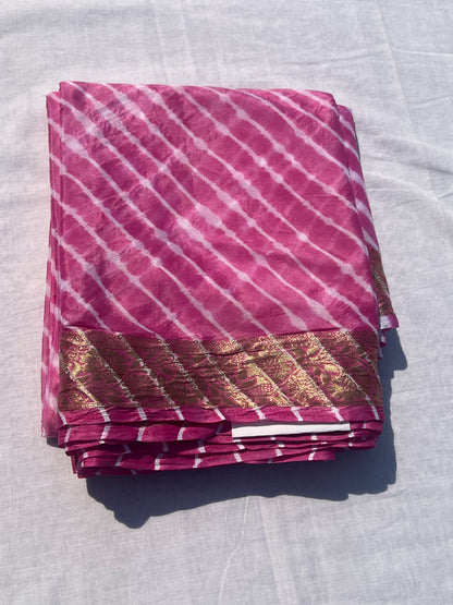 Pink leheriya silk saree