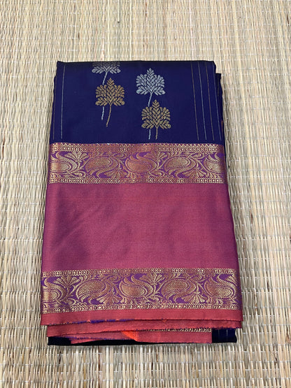 Navy blue semi silk saree