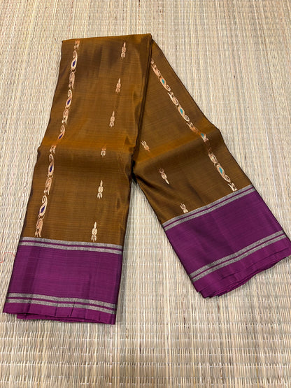 Mustard & Arakku Kanchivaram silk saree