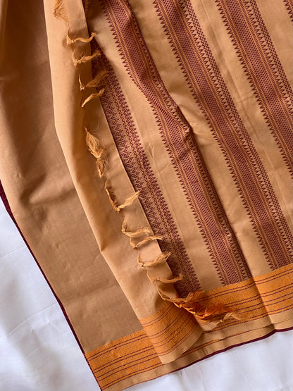 Checked maroon semi silk cotton saree