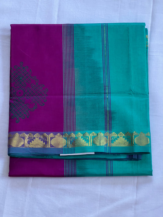Violet kolam semi silk cotton saree