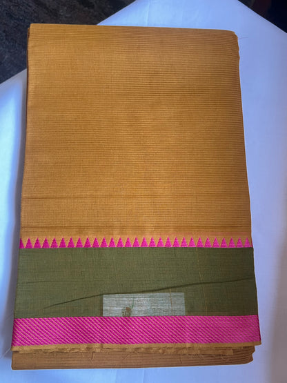 Mustard Mangalagiri cotton saree