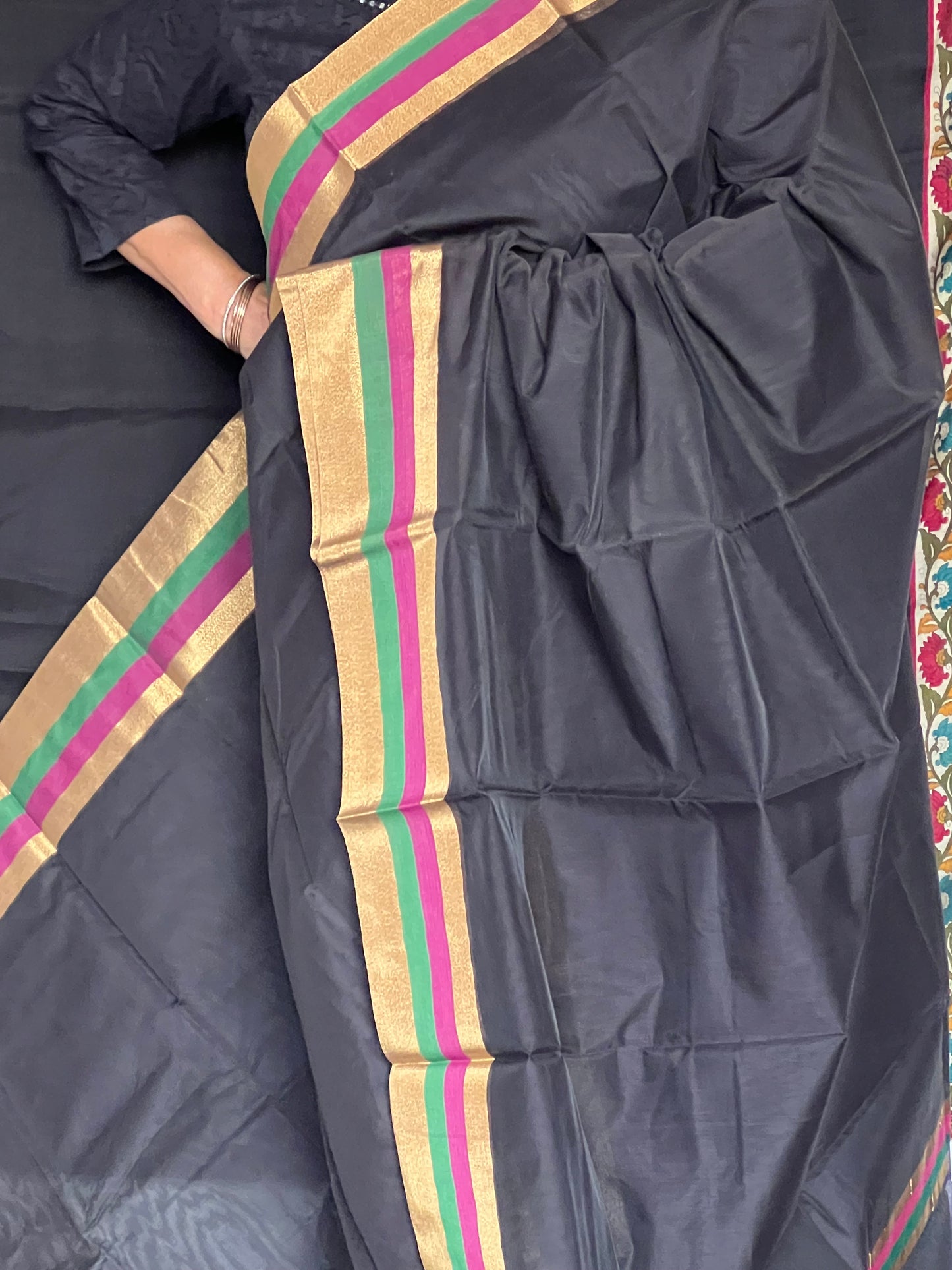 Black fancy cotton saree