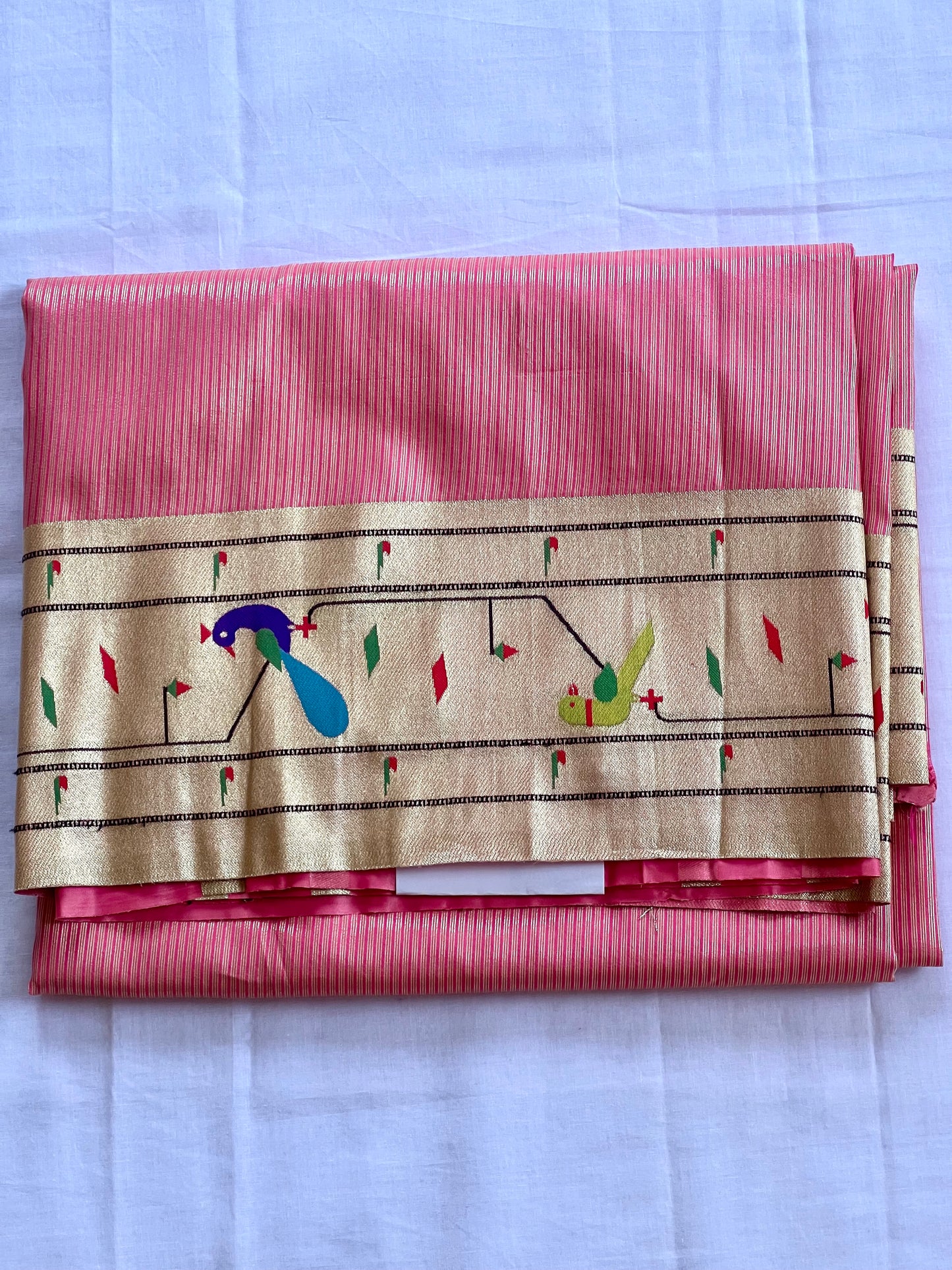 Baby pink semi Paithani silk saree