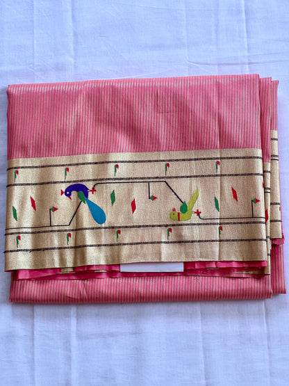 Baby pink semi Paithani silk saree