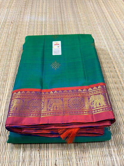 Emerald Kolam Heritage Kanchivaram saree