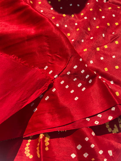 Red Bandini ghaji silk saree