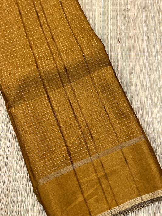 Mustard semi tussar saree