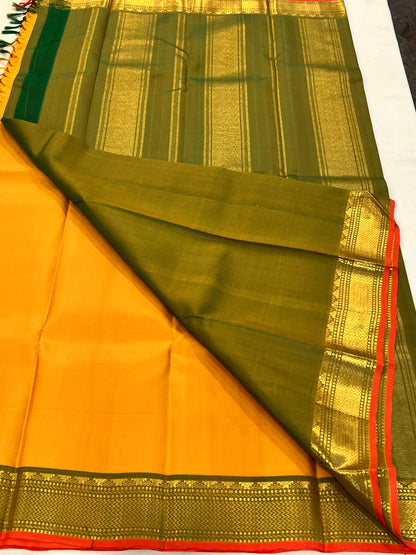 Mango yellow Kanchivaram silk saree