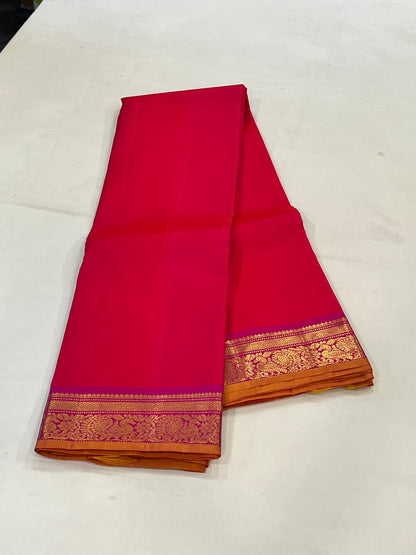 Rose Pink & Orange Kanchivaram Silk