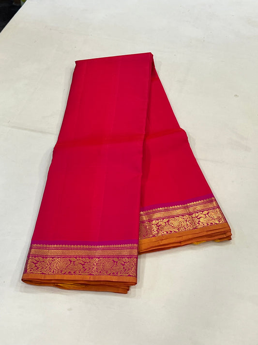 Rose Pink & Orange Kanchivaram Silk