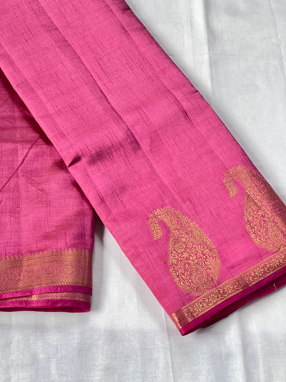 Blush pink semi silk cotton saree