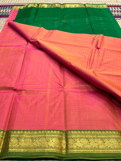 Blush pink & green Kanchivaram Kanchivaram silk saree