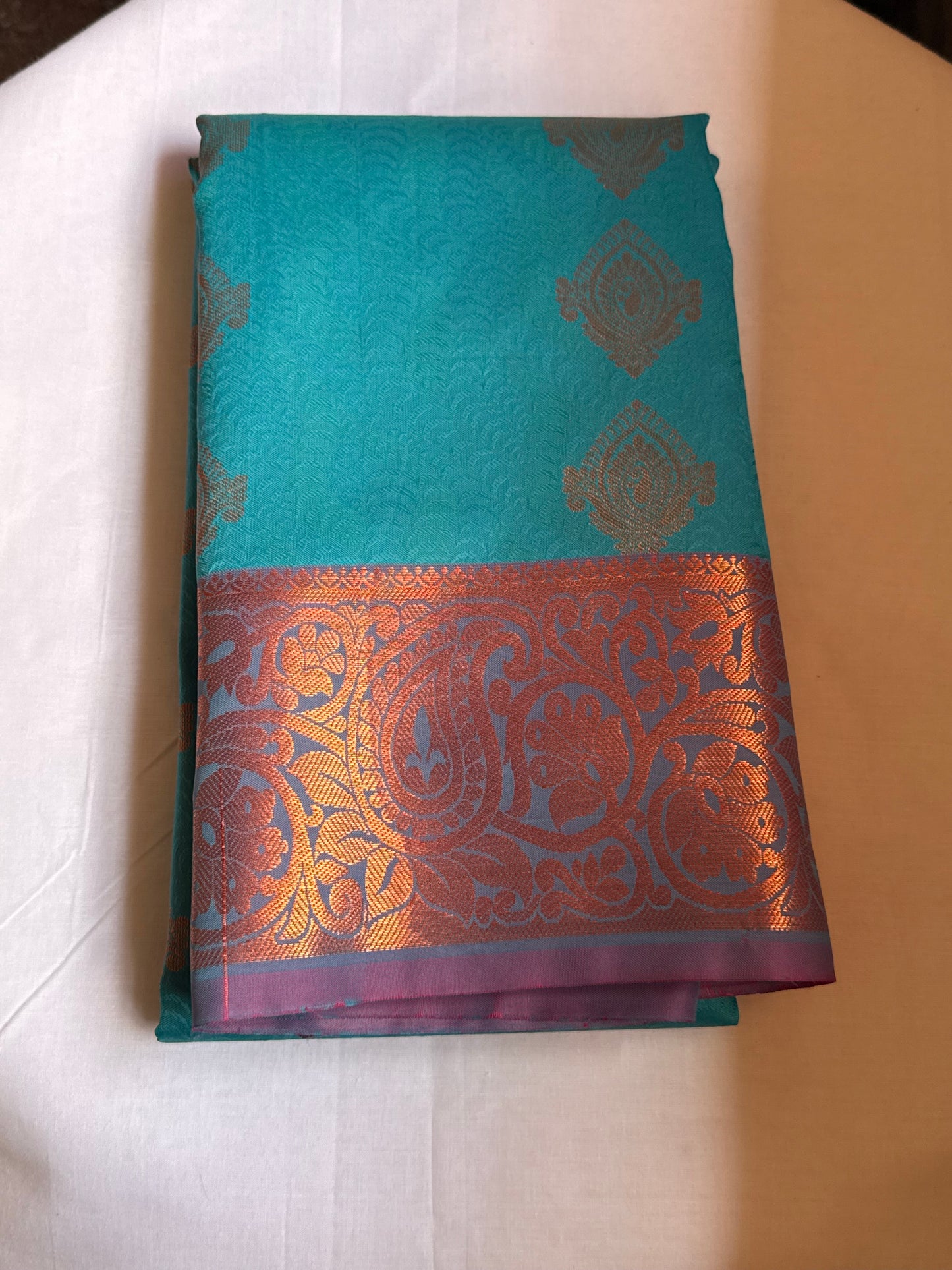 Blue & plum maroon semi silk