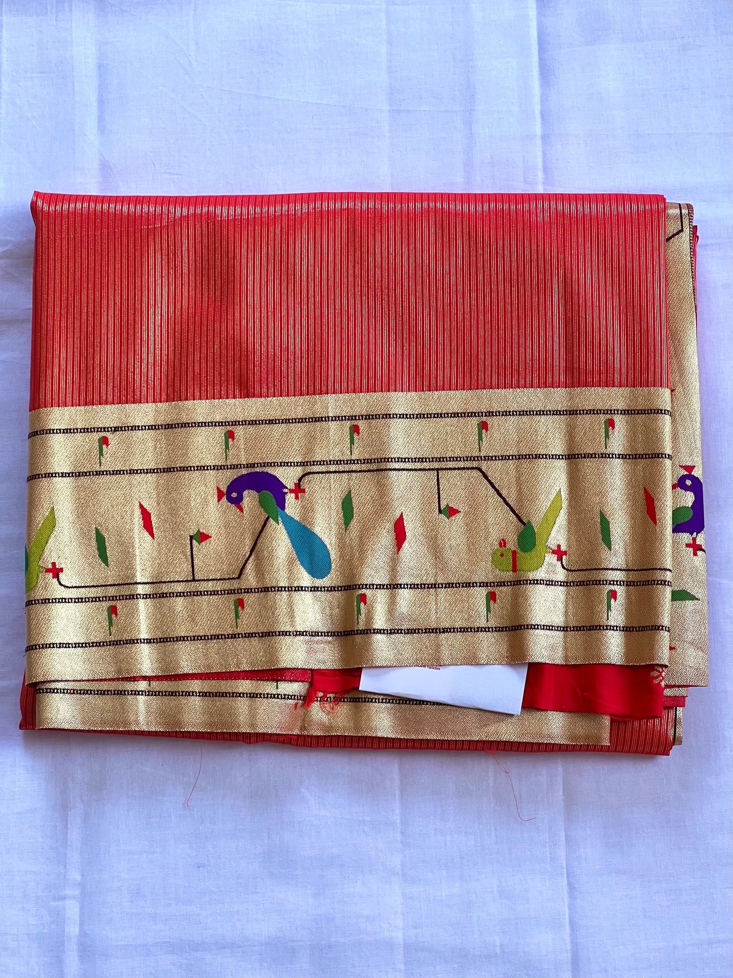Red semi paithani saree