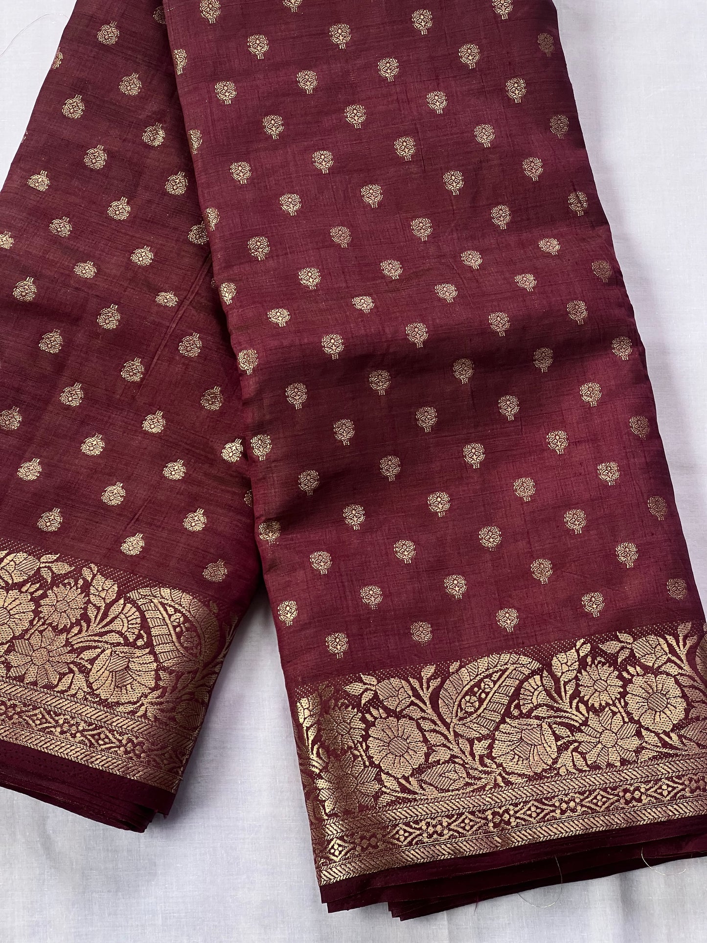 Deep Maroon semi silk cotton saree