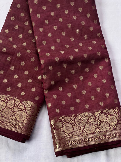 Deep Maroon semi silk cotton saree