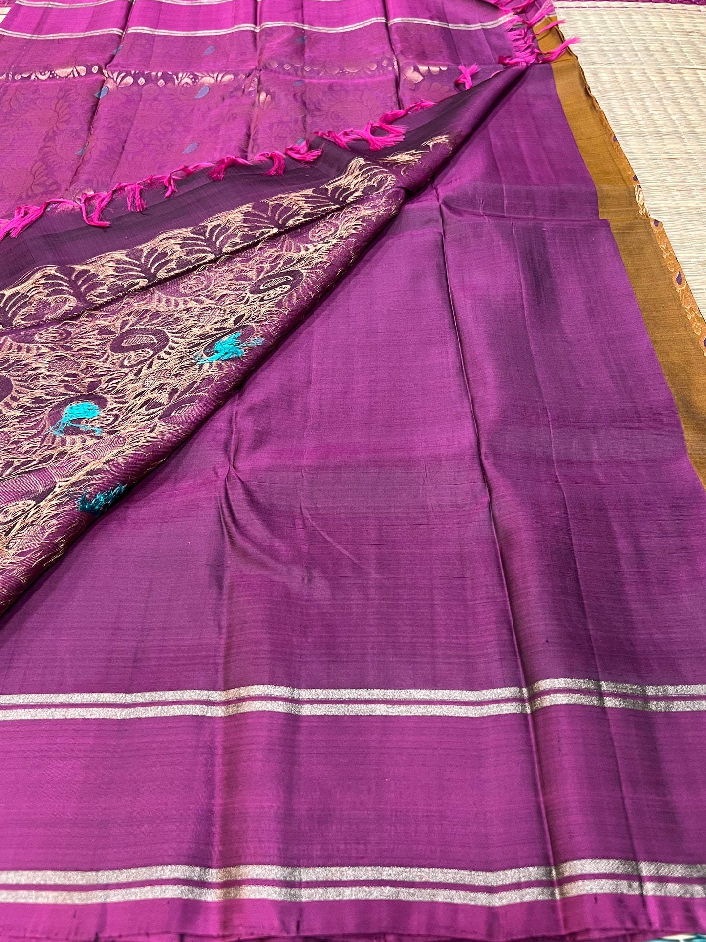 Mustard & Arakku Kanchivaram silk saree