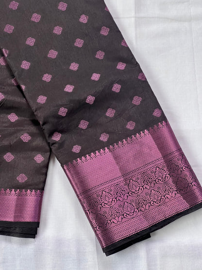 Black motif semi silk cotton saree