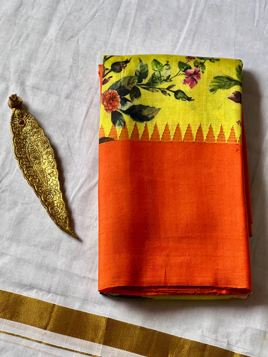 Floral Printed Gadwal Silk saree