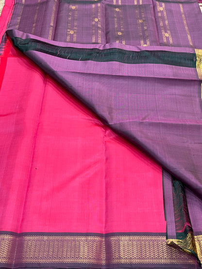 Pink & Wine Kanchivaram silk saree