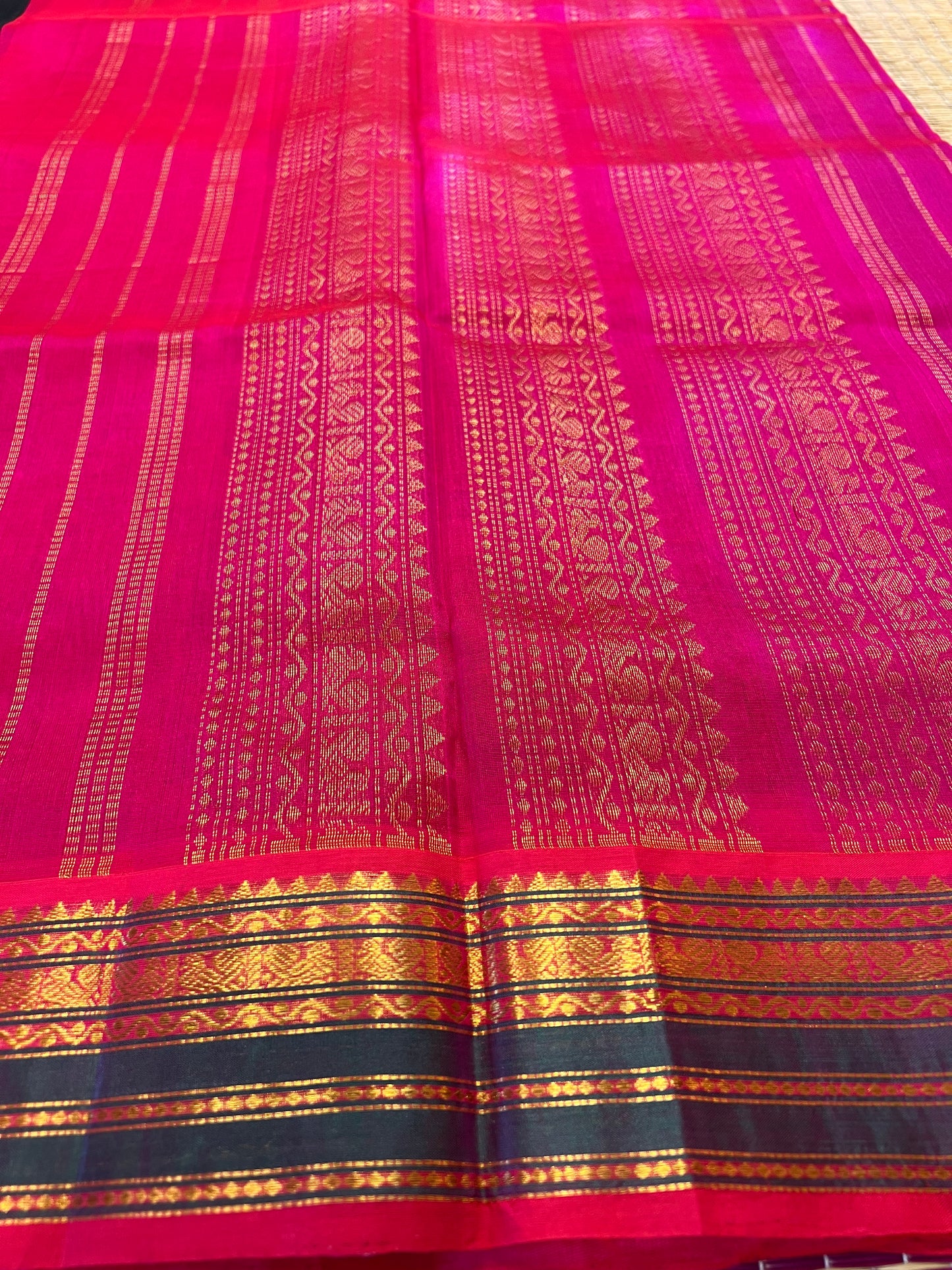 Bottle green silk cotton saree