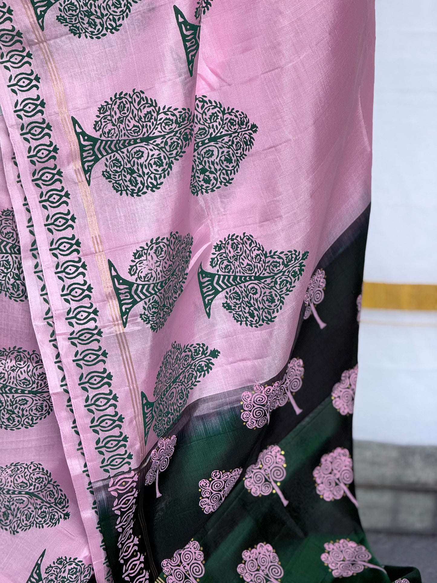 Soft Silk saree - Tree block print