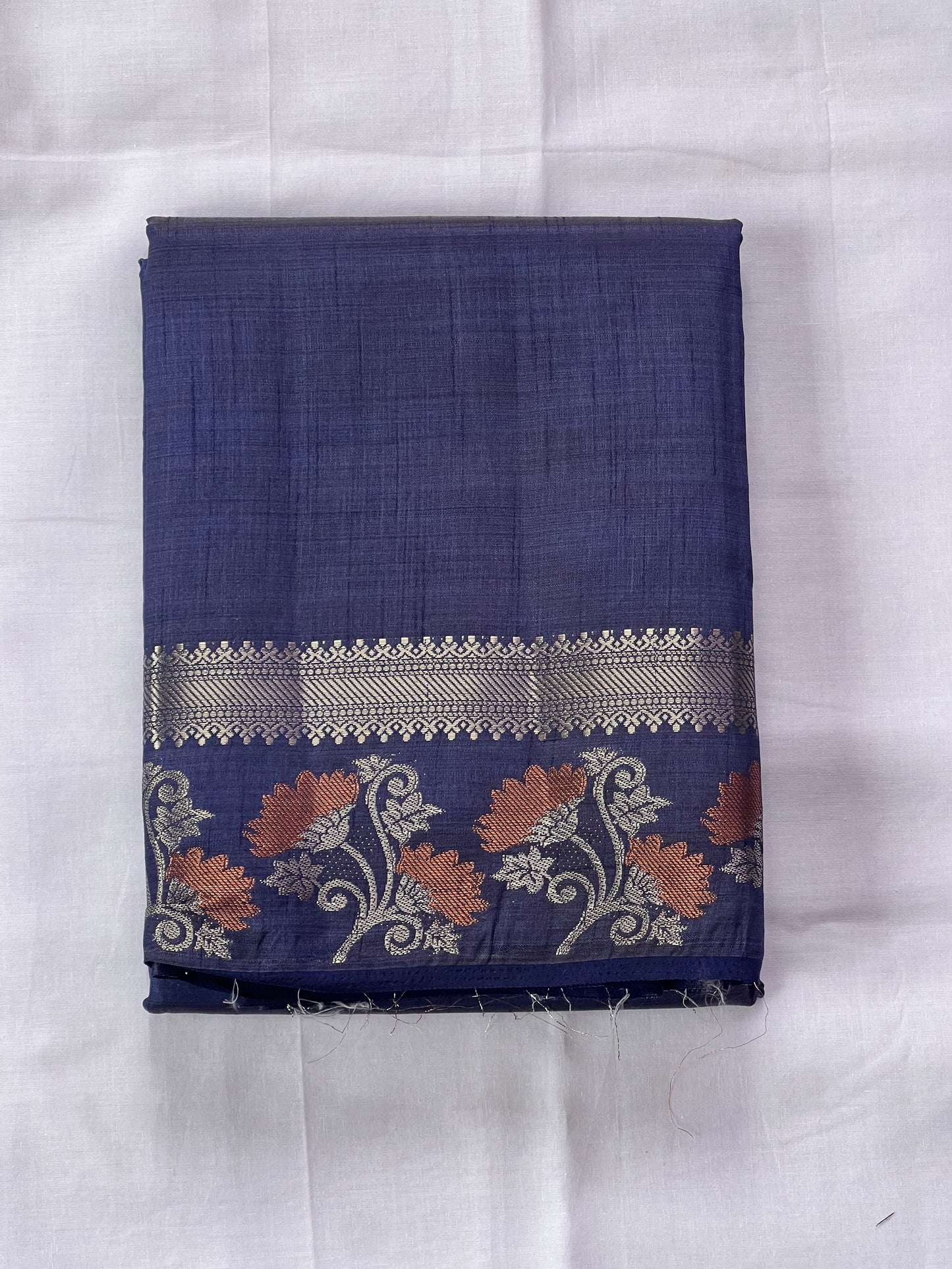 Dark blue semi silk cotton saree
