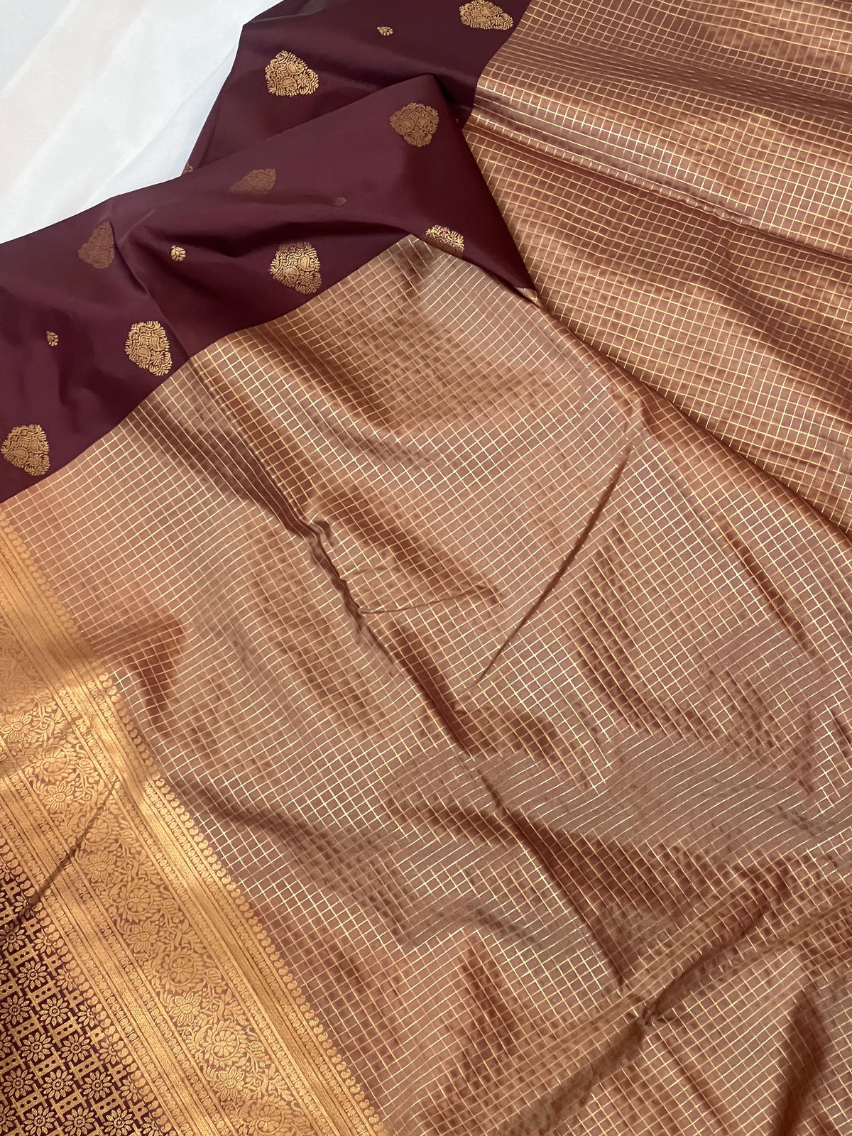 Brown kattam semi silk saree