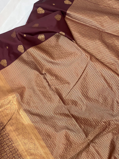 Brown kattam semi silk saree