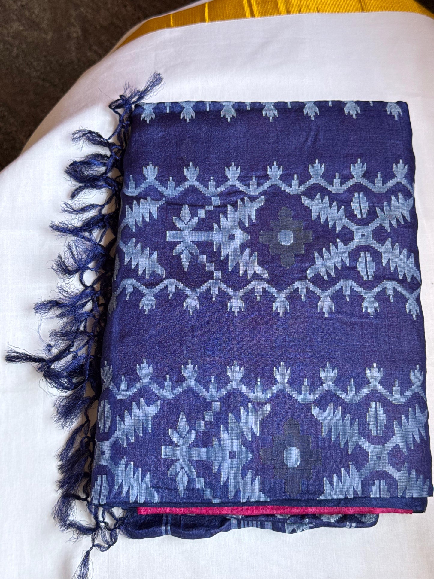 Fuchsia & Royal Blue Tussar Silk