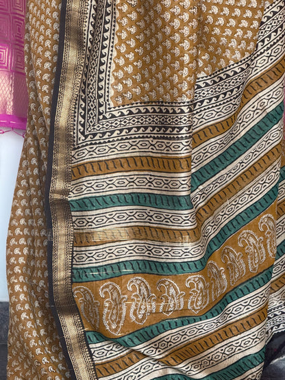 Printed chanderi silk saree