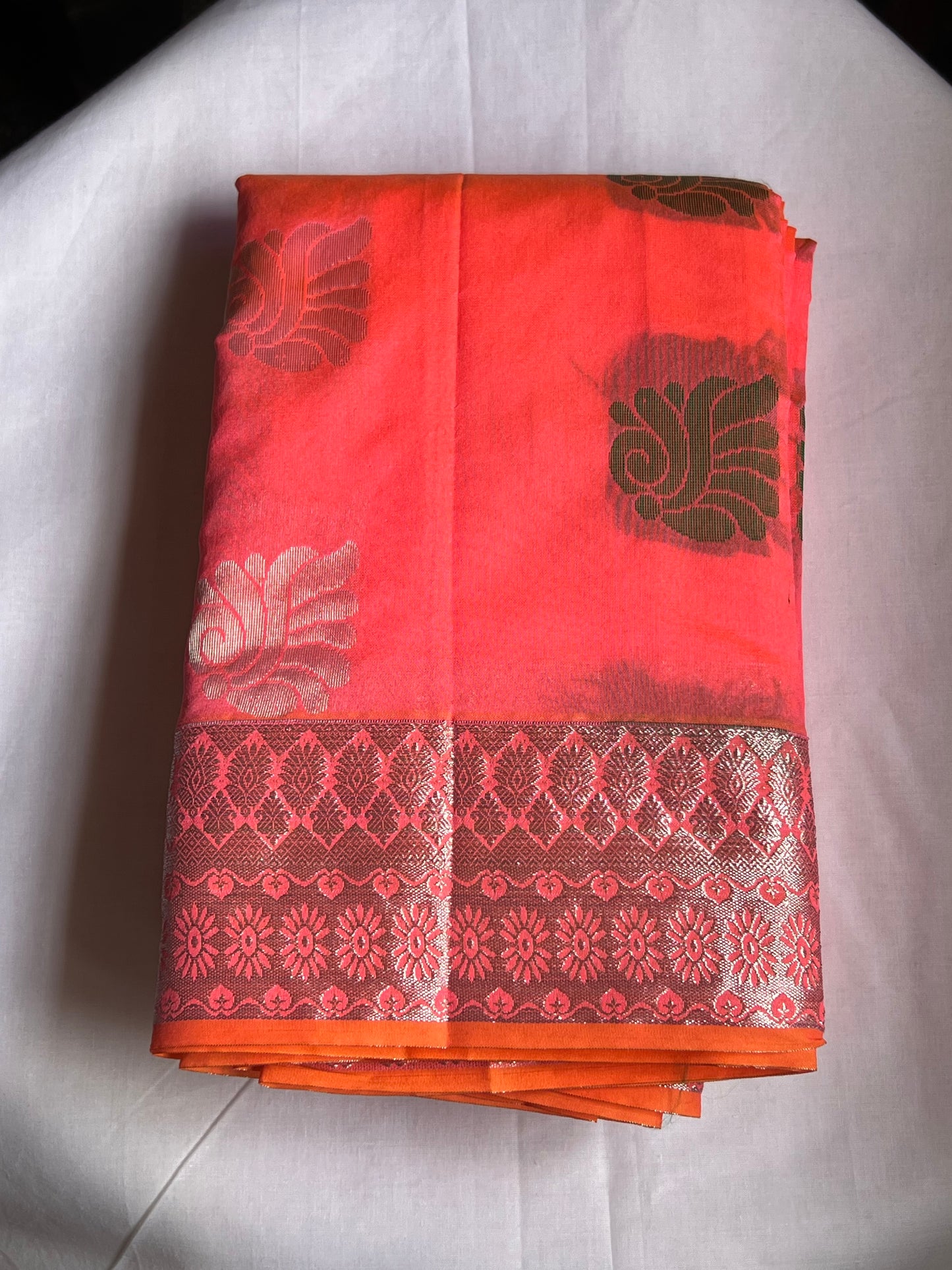 Hot pink semi silk cotton saree