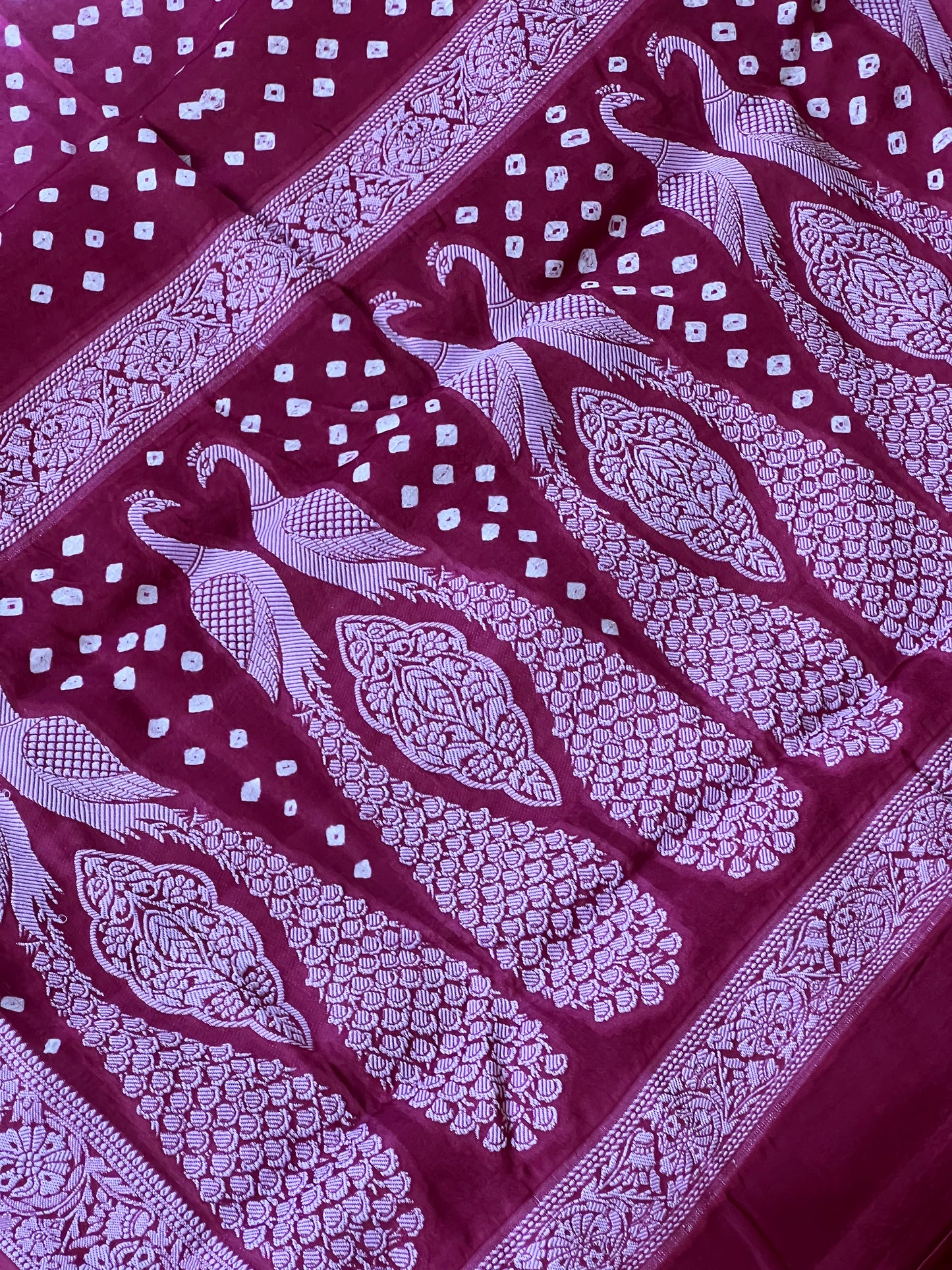 Plum pink bandini ghaji silk saree