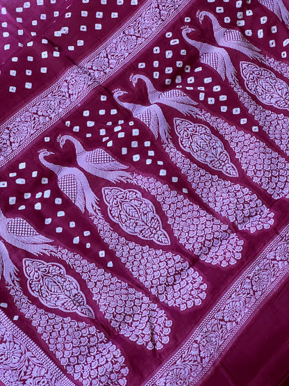 Plum pink bandini ghaji silk saree