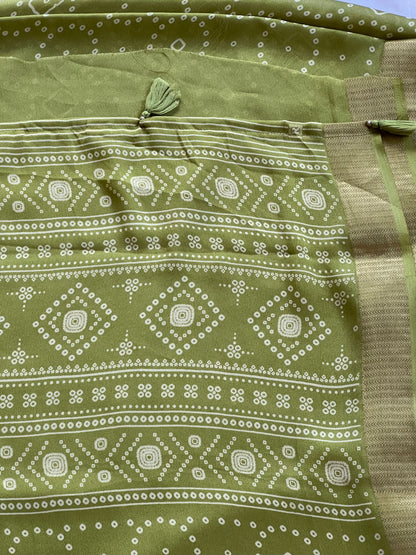 Green georgette silk saree