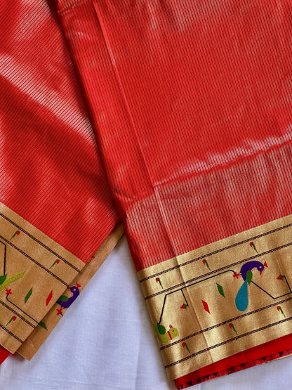 Red semi paithani saree