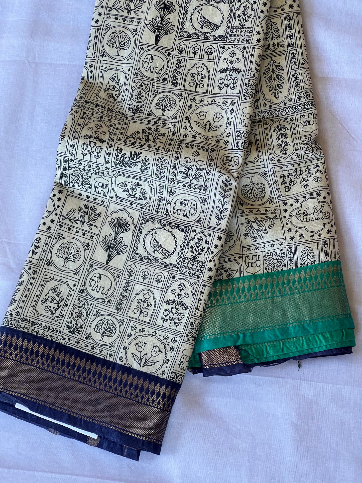 Dark blue ganga Jamuna Tussar silk saree