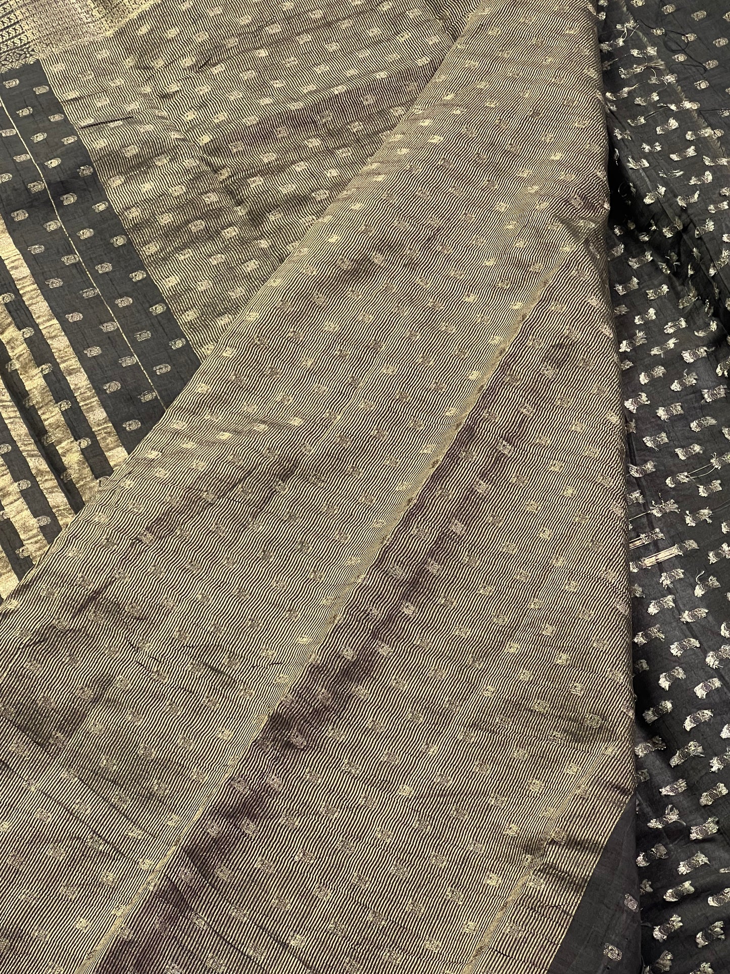 Black festive semi silk cotton saree