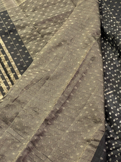 Black festive semi silk cotton saree