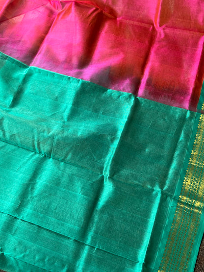 Rani pink Kanchivaram silk cotton saree