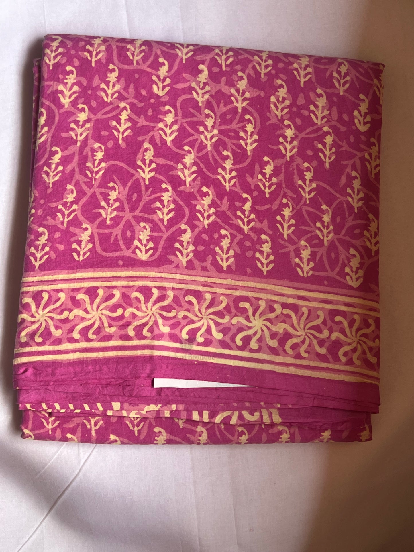 Rose pink Jaipur cotton saree