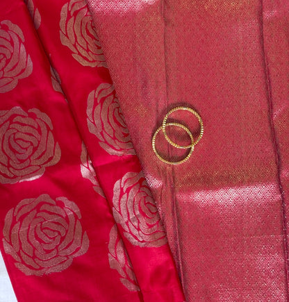 Red Pure Silk Venkatagiri Saree