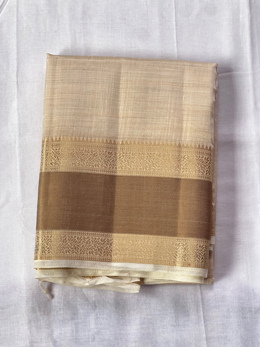 Pearl white semi silk cotton saree