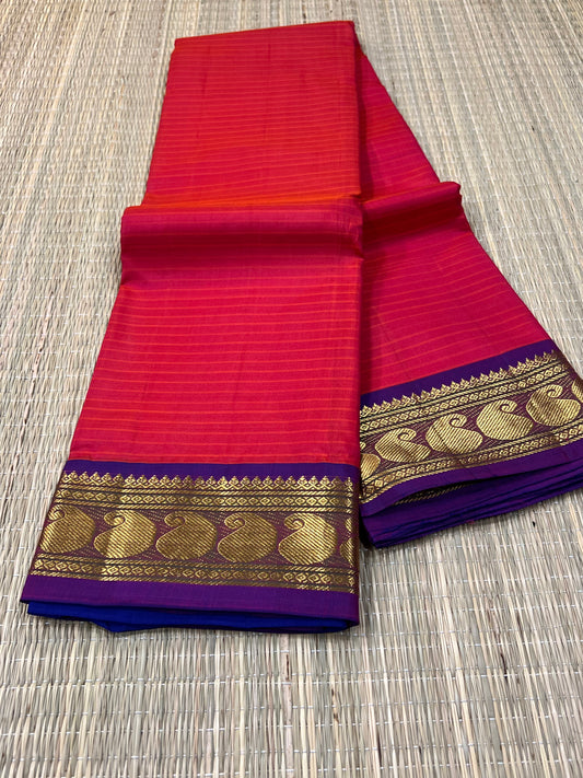 Orange & blue Kanchivaram silk saree