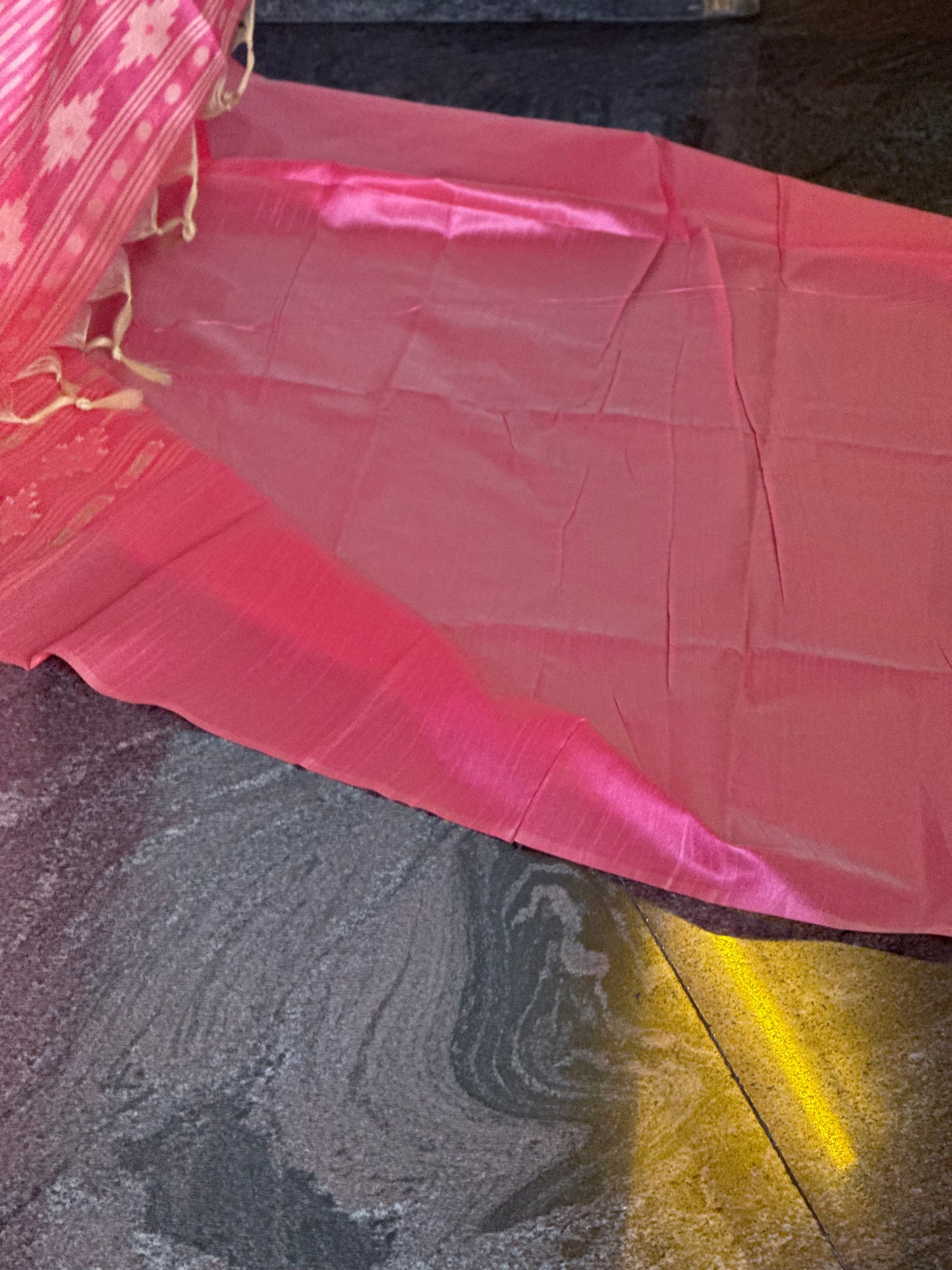 Soft orange & pink semi tussar saree